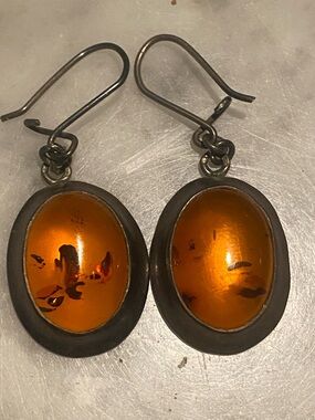 Amber Oval Drop Earrings - Women Jewelry